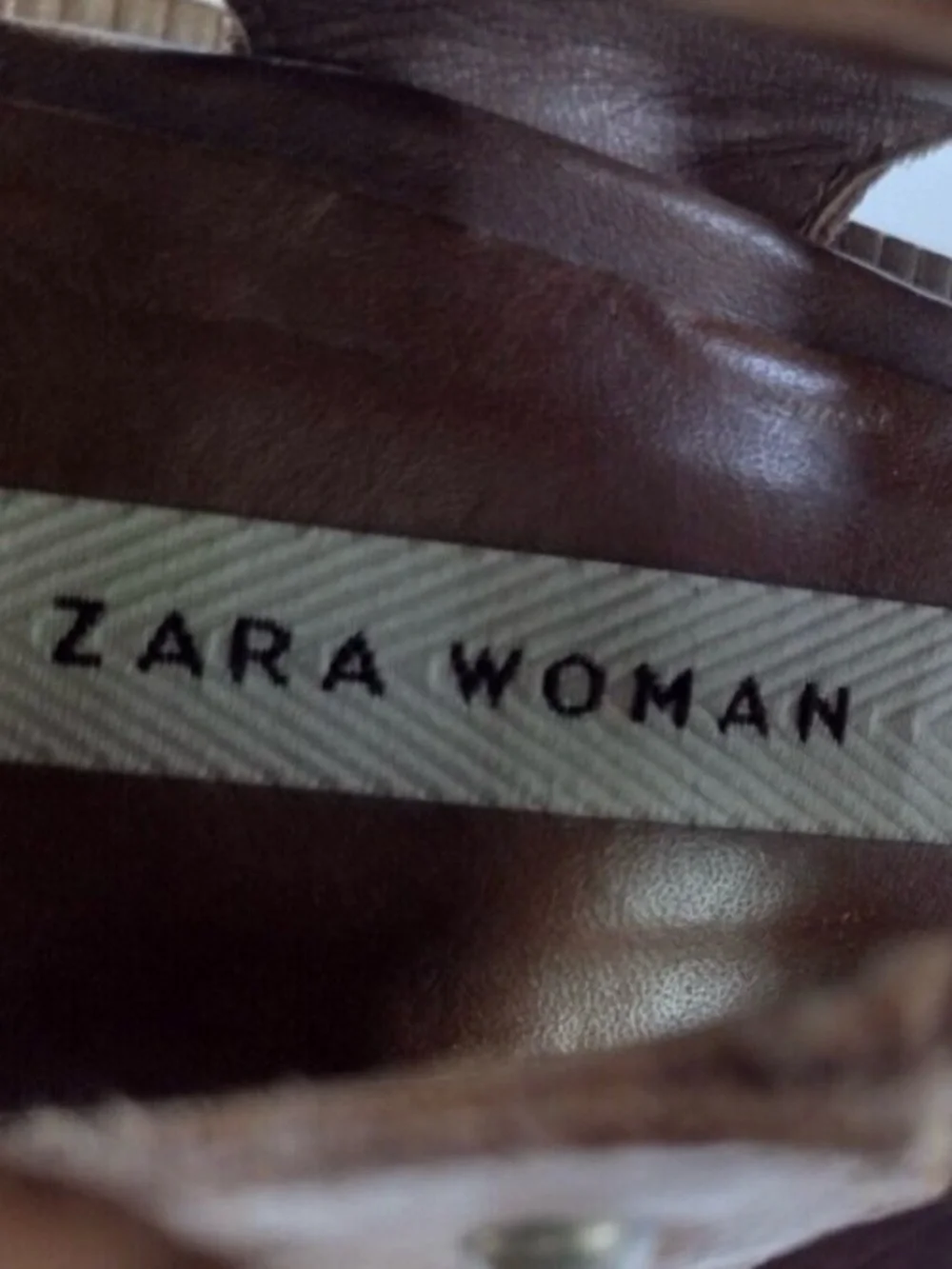ZARA Brown Braided Leather Sandals Block Heel Back Zip Ankle Bootie Size 9 EU 39 - Picture 8 of 9